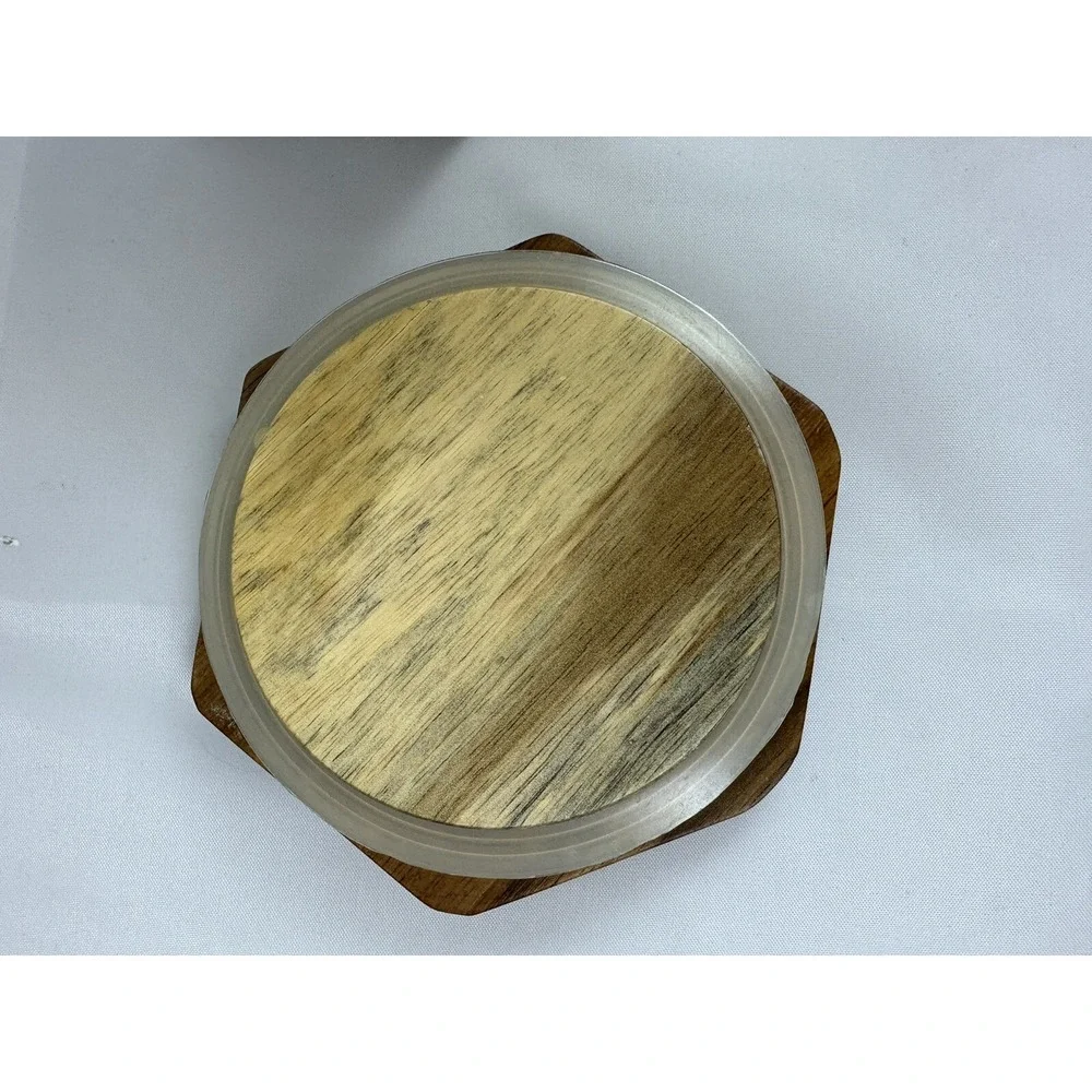 TEAVANA White Hexagon Porcelain Tea Kitchen Storage Canister 4 oz Wooden Lid